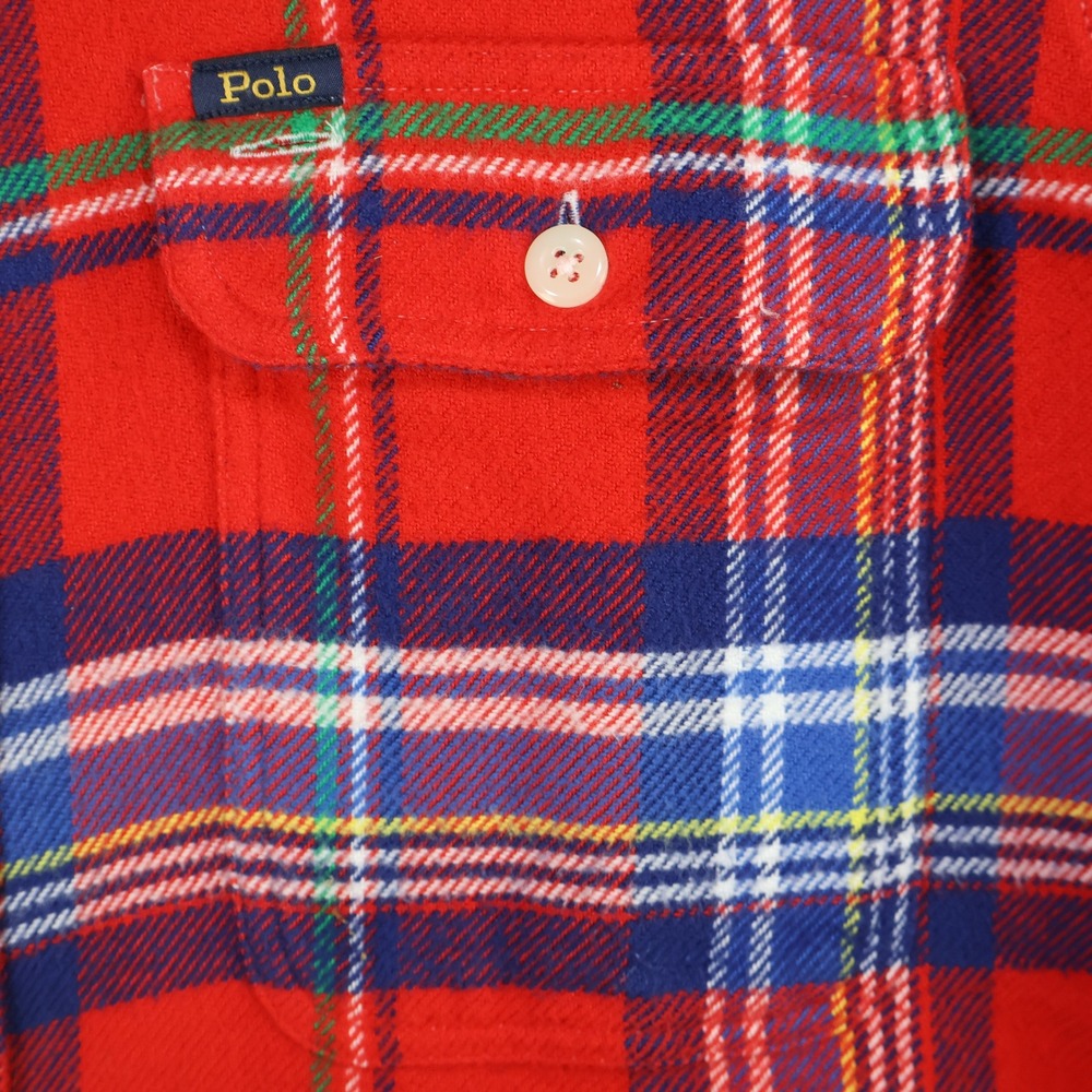 Polo Ralph Lauren Classic Fit Twill Flannel Shirt Medium Red Plaid Cotton - Picture 2 of 13